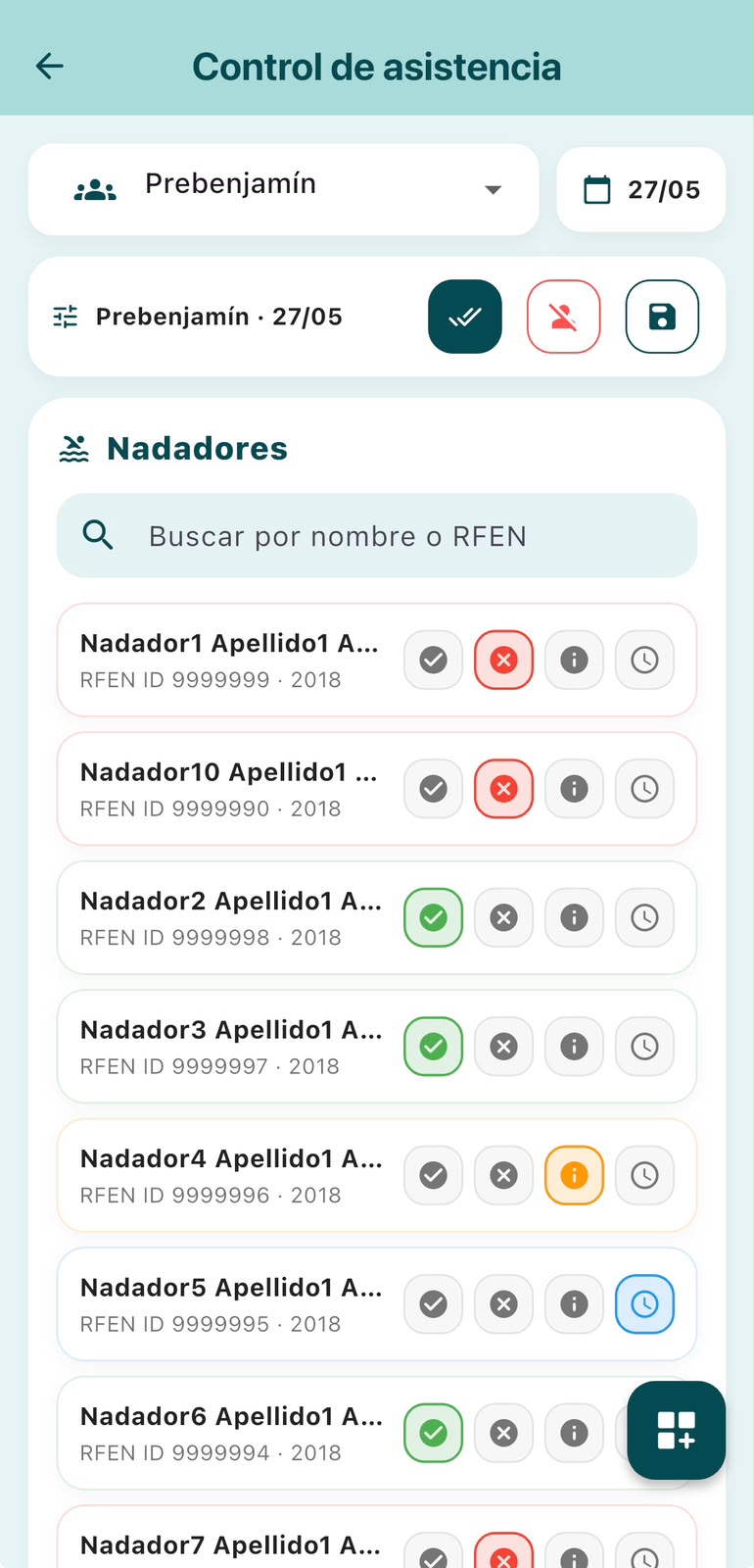 Lista asistencia Coach