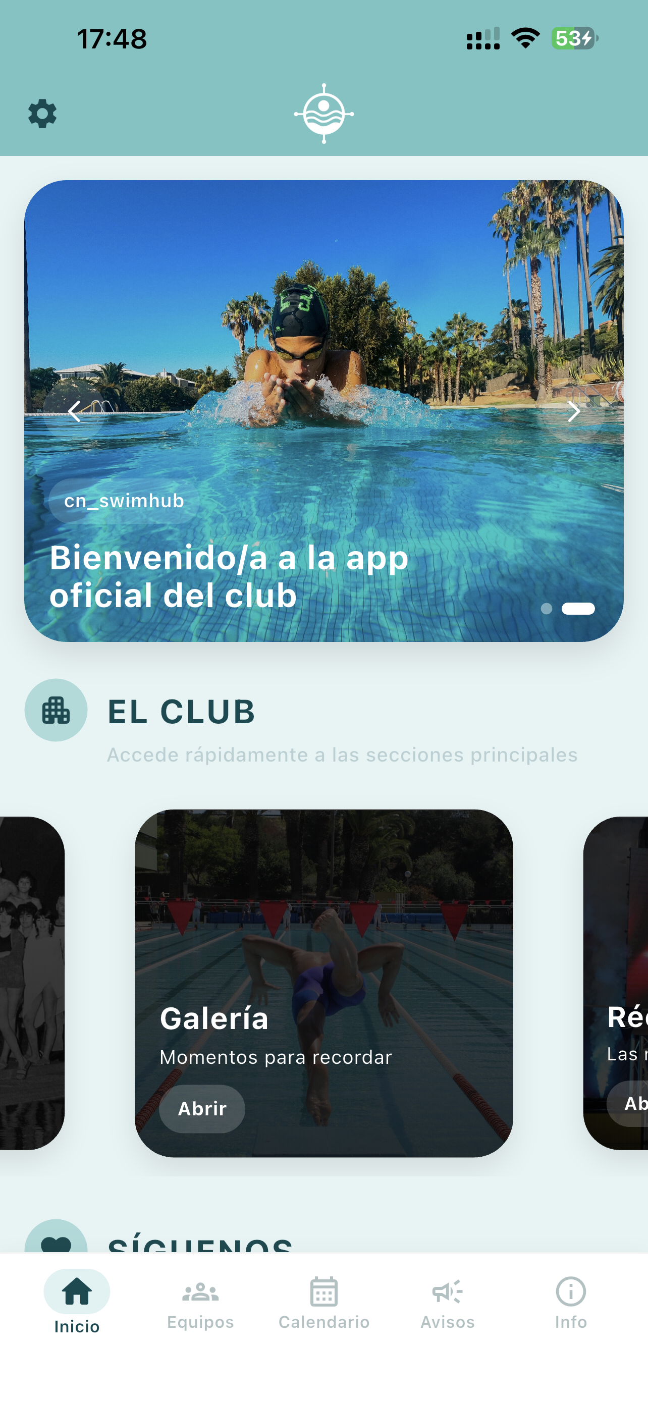 Captura real de la pantalla de asistencia de SwimHub